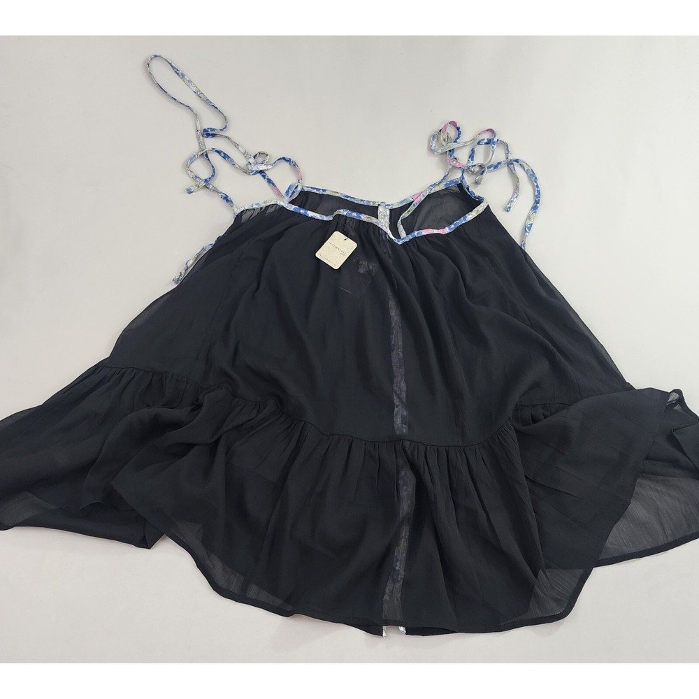 FP Free People Intimately shirt top womens S black buttons $78 ladies